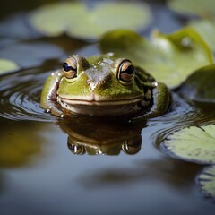 Cute swimming frog amphibian wildlife water Animal