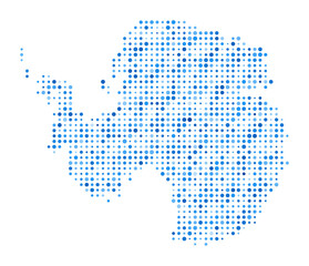 Poster - Antarctica Dot Map. Country Digital Style Shape. Antarctica vector image. Country shape blue circular dots. Beautiful vector illustration.