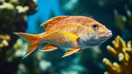 Wall Mural - Colorful fish swimming gracefully in a vibrant coral reef habitat