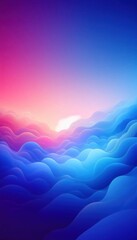 Wall Mural - Abstract Sunset Over Blue and Purple Wavy Landscape