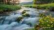 © Linus - A stream of water flows through a lush green field