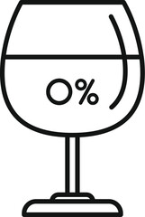 Wall Mural - Simple vector icon of a wine glass with 0 percent alcohol content representing non alcoholic beverages