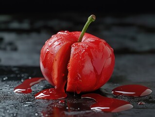 Poster - red apple with drops