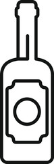 Poster - Simple black and white vector icon of a bottle featuring a rounded label, perfect for projects related to branding and beverages