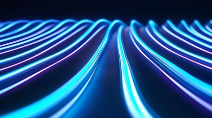 Wall Mural - Abstract Blue Neon Lines Background