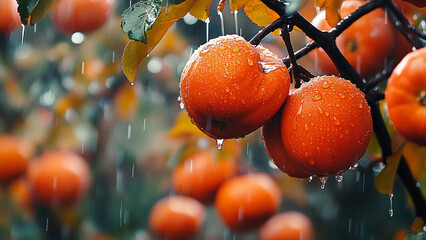 Elegant Composition of Ripe Persimmons