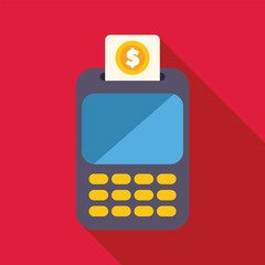 Poster - Credit card being swiped in a pos terminal with a dollar sign on the screen