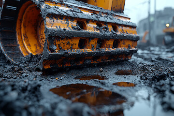 Poster - indents left by heavy machinery on a construction site, demonstrating industrial activity and site p