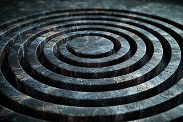 Poster - a stack of concentric circles forming a target pattern, demonstrating principles of symmetry and con