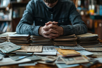 Poster - a person struggling with multiple loan applications and credit reports, demonstrating the challenges