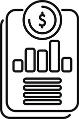 Poster - Line art vector of a tablet displaying financial data, symbolizing business analysis and financial success