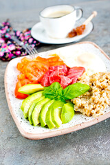 Poster - Healthy breakfast. oat flakes with avocado