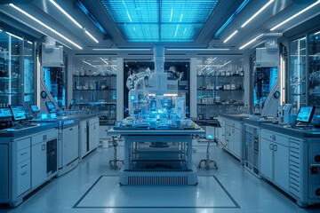 Aufkleber - a high-tech laboratory with advanced equipment for scientific experiments, illustrating research and