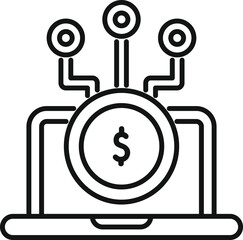 Poster - Line art icon of a laptop with a dollar sign representing online income and financial success