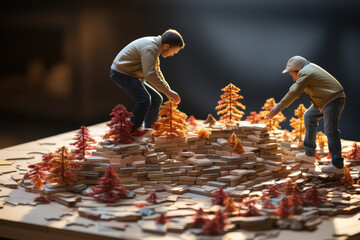 Poster - a partner helping the other with a difficult task. concept of teamwork. generative ai.