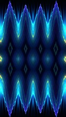 Wall Mural - Abstract background of glowing lines wave pattern. Neon energy texture. Seamless Loop Animation. Luxury vertical video with geometric gradient 4k