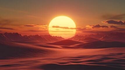 sunset in the desert far far away