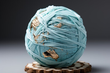 Wall Mural - A globe wrapped in bandages. Concept of healing the planet. Generative Ai.