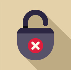 Poster - Padlock icon is showing a cross sign symbolizing a security breach