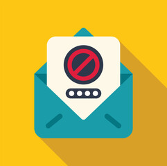 Aufkleber - icon of an email containing a document with a forbidden symbol superimposed on a password field