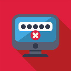 Poster - computer monitor is showing a wrong password notification with a cross mark, indicating a login erro