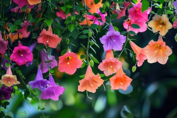 Canvas Print - Colorful flowers from China trumpet creeper