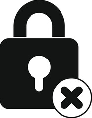 Poster - simple icon of a closed lock with a cross, representing access denied