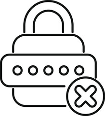 Poster - line drawing of a padlock with a wrong password attempt icon, symbolizing denied access
