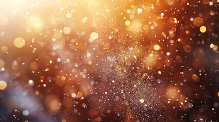 Wall Mural - Silver and Gold Bokeh Lights on Snowy Background: Festive Holiday Backdrop with Copy Space