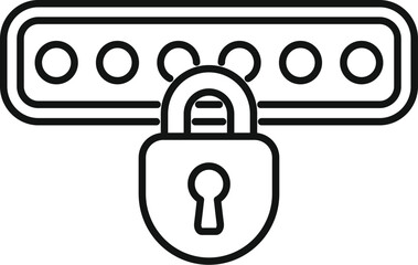 Poster - simple line icon representing the concept of protecting data with a password using a padlock