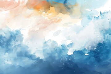 Poster - A beautiful watercolor painting featuring blue and orange hues, perfect for decorative use or as a background image