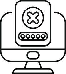 Poster - Line art icon of a computer monitor displaying a wrong password notification, emphasizing online security risks