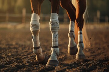 Poster - A close-up shot of a horse's legs and hooves, perfect for use in equine-related content or as a decorative element