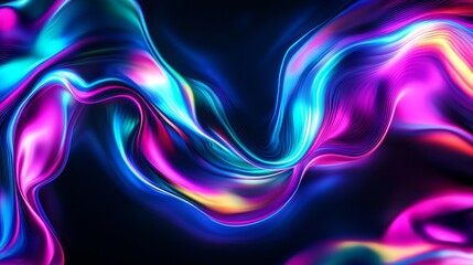 Poster - Abstract Neon Swirls Colorful Gradient Digital Art D Render Background Wallpaper