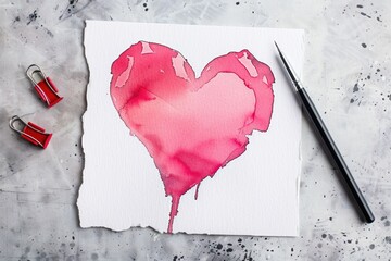 Aufkleber - A simple illustration of a heart drawn on a piece of paper, great for romantic or love-themed projects