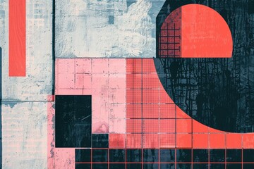 Aufkleber - Abstract artwork featuring a bold red and black circle composition