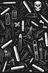 Poster - Assorted medical devices and tools arranged on a shelf or table