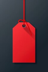 Poster - A red price tag hangs from a red string in a simple, yet eye-catching design