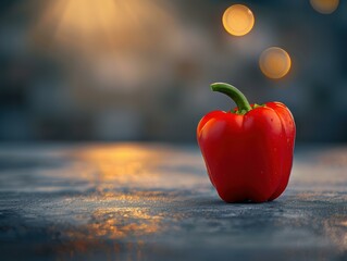 Poster - A red bell pepper on a table. AI.