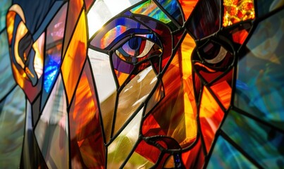 Canvas Print - A stained glass window with vibrant colors. AI.