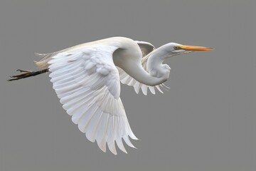 Poster - A large white bird soaring through a gray sky