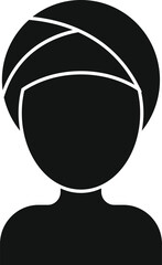 Poster - Black silhouette of a woman wearing a towel on her head on a white background