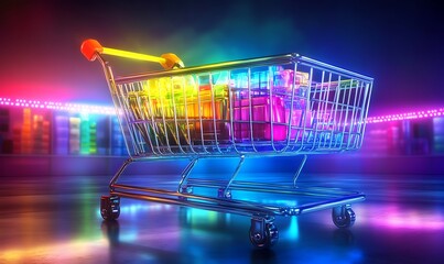 Aufkleber - Digital Shopping Cart with AI-Driven Product Suggestions and Streamlined Checkout, Advanced and Efficient Design, Photo Realistic