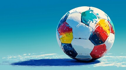 Wall Mural - Dynamic Soccer Ball on an Inviting Blue Backdrop