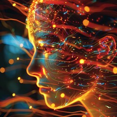 Poster - Abstract Face With Light Trails.