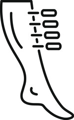 Sticker - Simple vector icon of a doctor measuring leg length with marks for surgery, concept of limb lengthening surgery