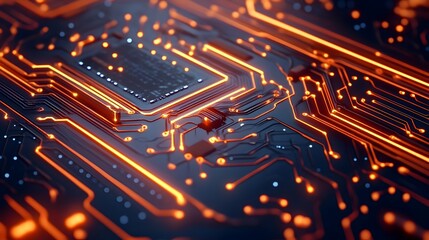 Poster - intricate glowing circuit board patterns in cinematic futuristic technology background