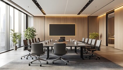Leinwandbilder - Corporate Meeting Room with Inclusive Technology Featuring AI-Driven Translation Services and Accessibility Options, Modern and Equitable Design, Photo Realistic