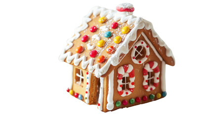 Gingerbread house Christmas cookie isolated on white background