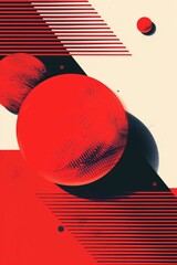 Poster - A single red ball on a contrasting black and white background, perfect for highlighting important information or creating visual interest in your project